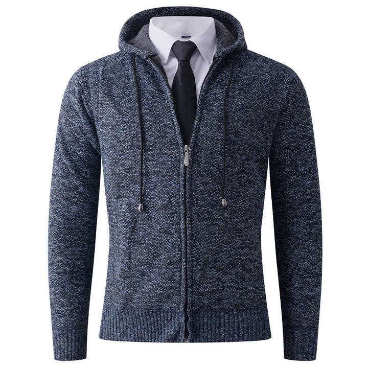 Hooded knit jacket with zipper for men Lune London