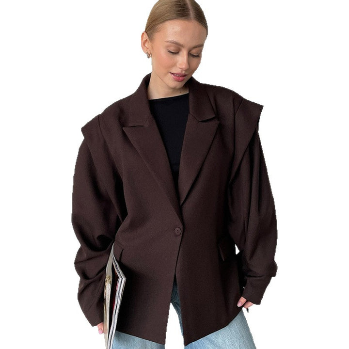 Ladies elegant oversized blazer with belt detail Lune London