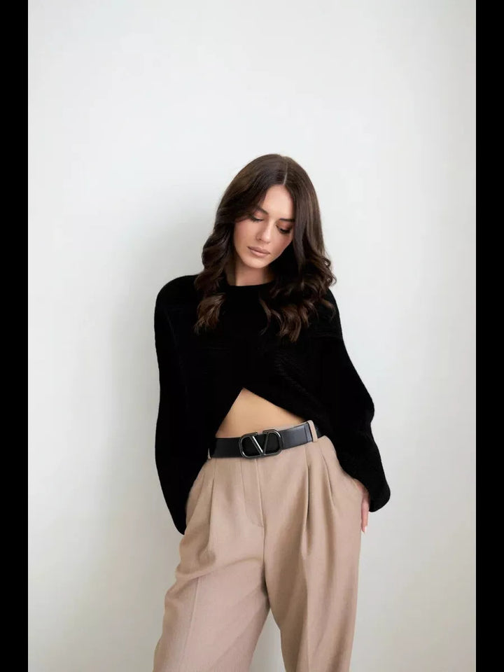 Women’s trendy short sweater and knit with innovative cut Lune London