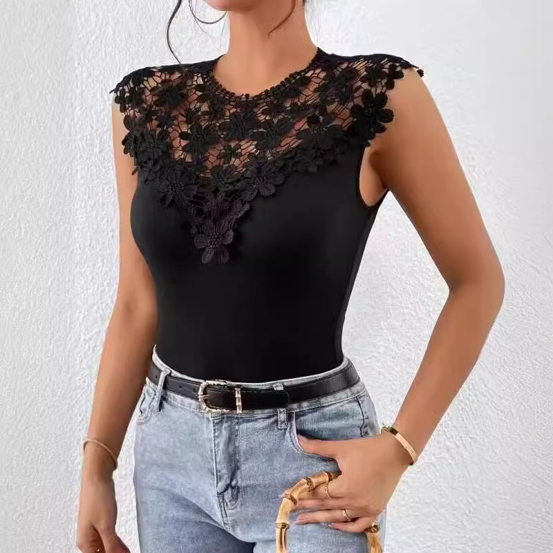 Ladies Floral Lace Decorated Bodysuit Lune London