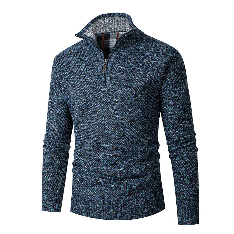 Pullover for men with high collar and practical zipper Lune London