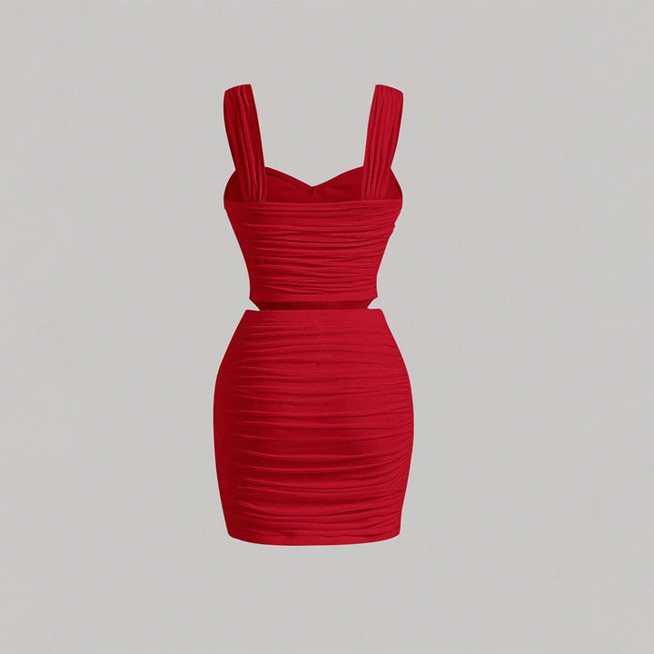 Robe mini ajustée femme avec détails en volants et décolleté en cœur profond Chic & Stil