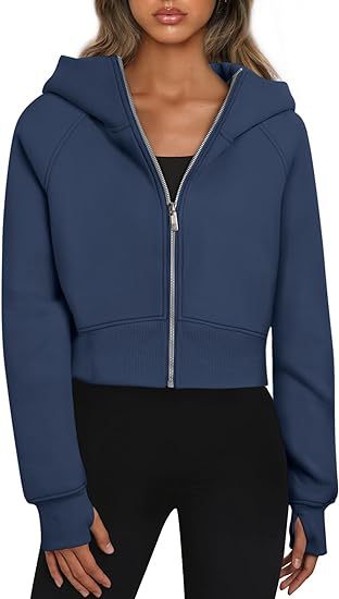 Cropped hoodie jacket for women with full zip Lune London