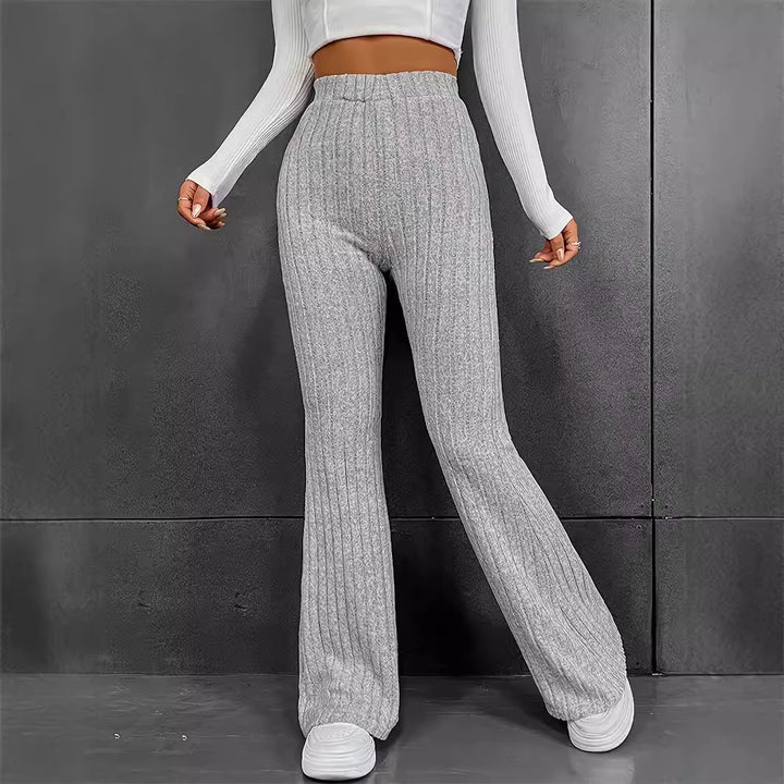 Pantalons taille haute côtelés doux pour femmes Chic & Stil