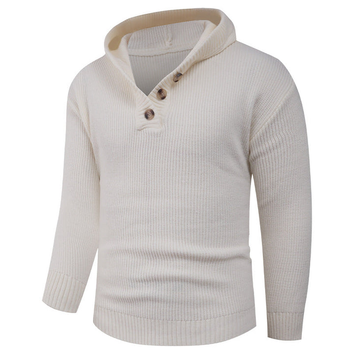 Lune London | Men's sweater with shawl collar and wooden buttons