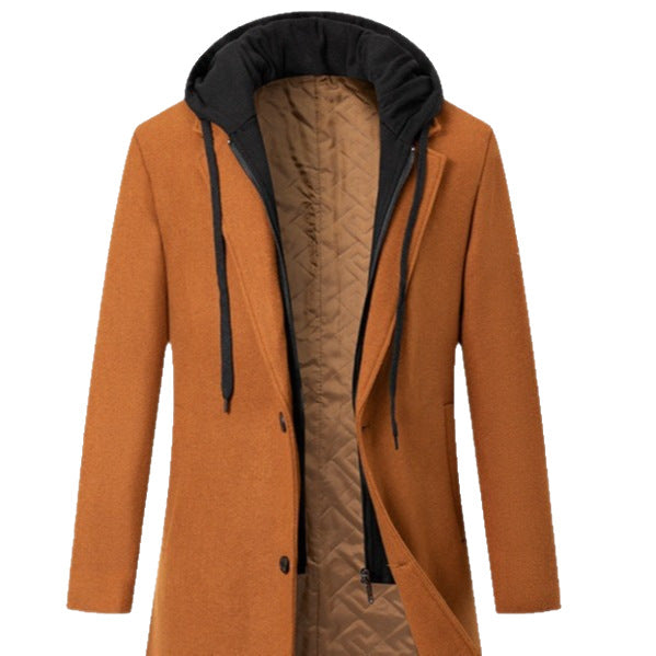 Elegant transitional coat for men with removable hood Lune London