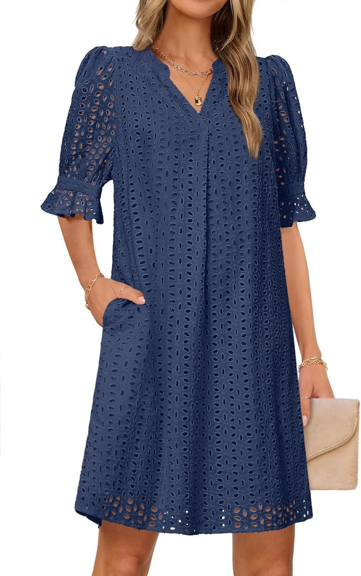 Fluid summer dress for women with elegant lace details Lune London