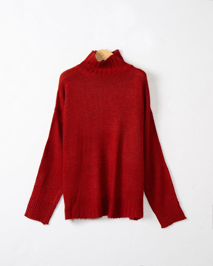 Woman knit turtleneck sweater with structured design Lune London