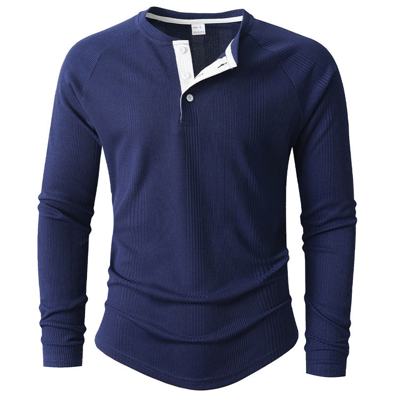 Men's Long Sleeve Textured Surface Henley Shirt Lune London