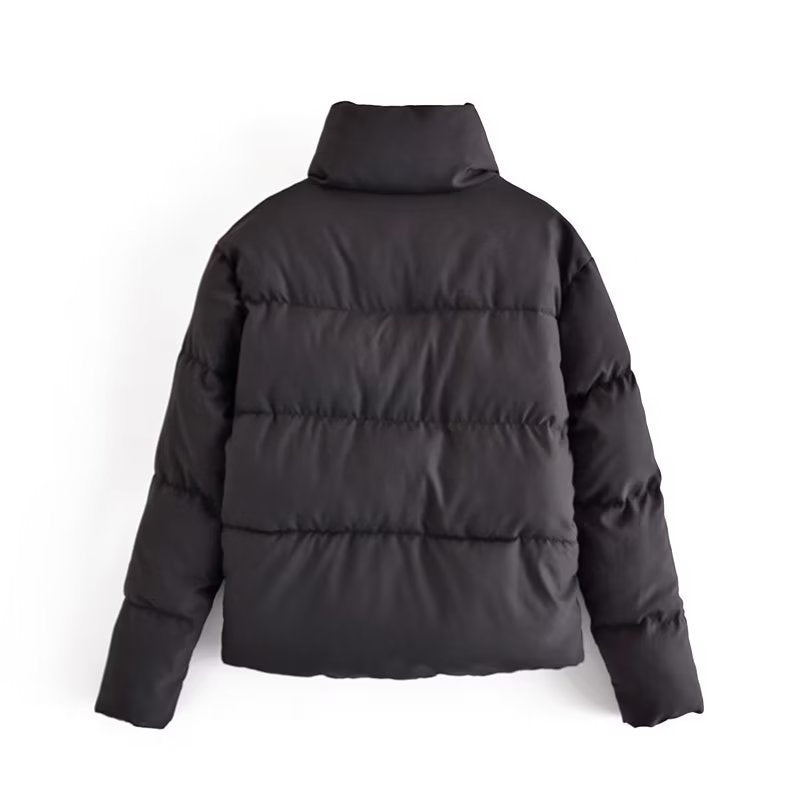Ladies quilted winter coat with high collar and side pockets Lune London
