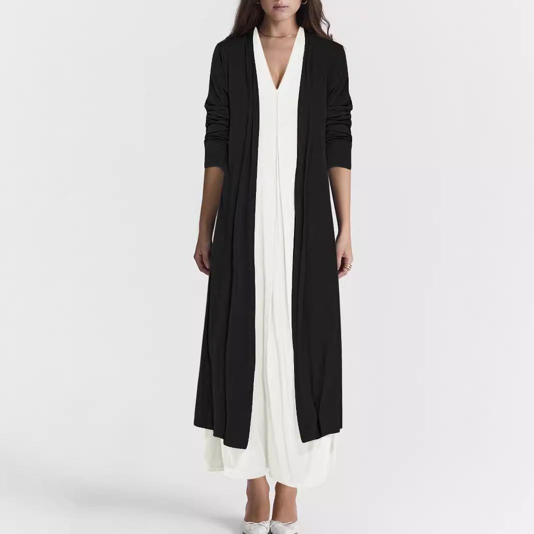 Airy maxi skirt for women with elegant V-neck and flowy cut Lune London
