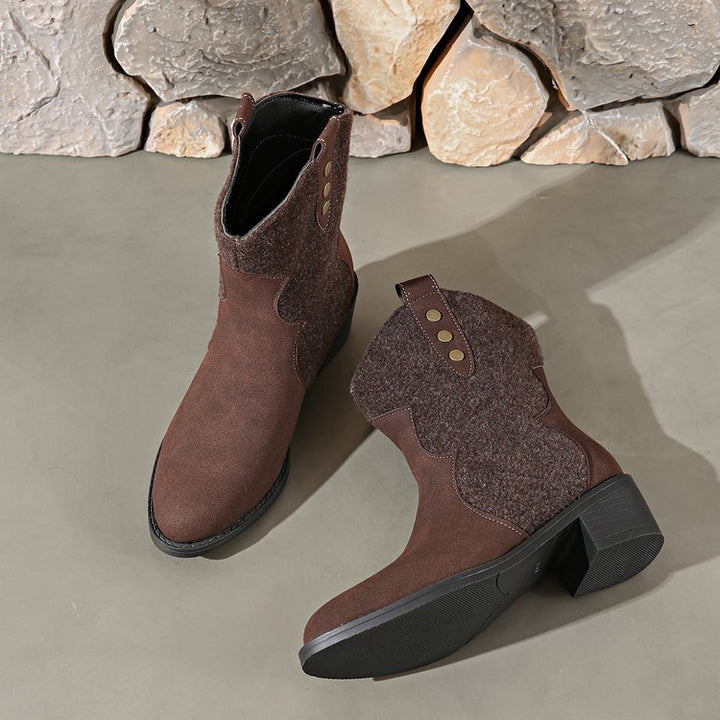 Fashion cowboy boots for women with stylish details and a sturdy block heel Lune London