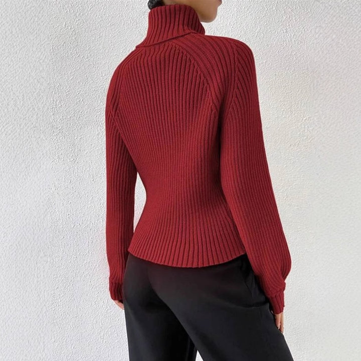 Fitted women's sweater with ribbed texture and high collar Lune London