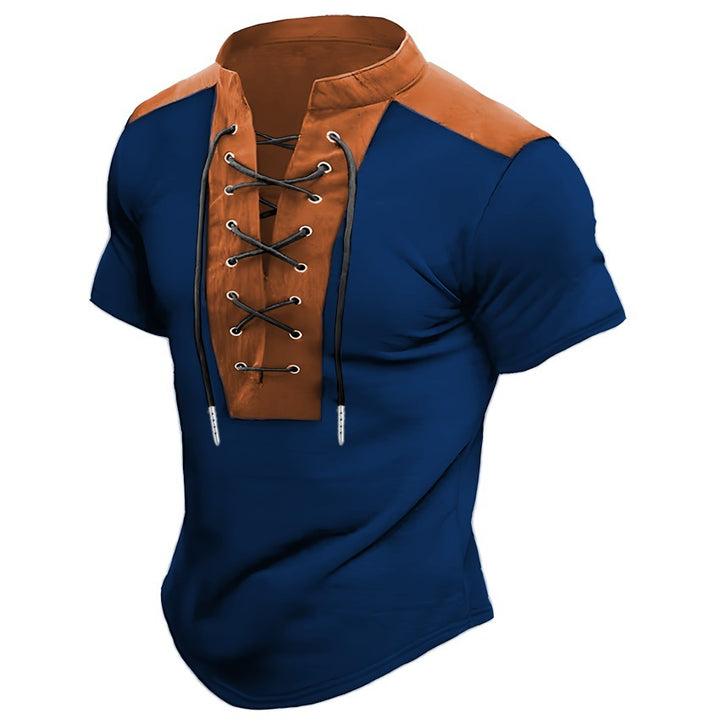 Men Leisure Short Sleeve Lace-Up Top Lune London