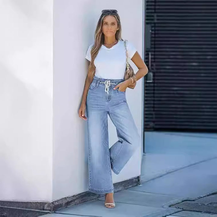 Women's High-Waisted Jeans with Wide Leg Lune London