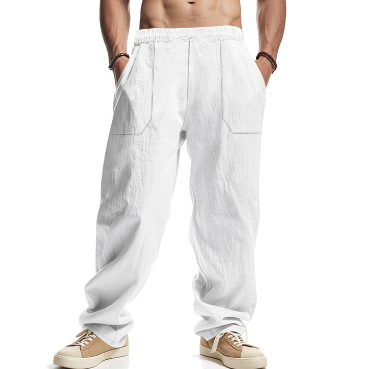 Casual cargo pants for men in lightweight and breathable material with adjustable drawstring Lune London