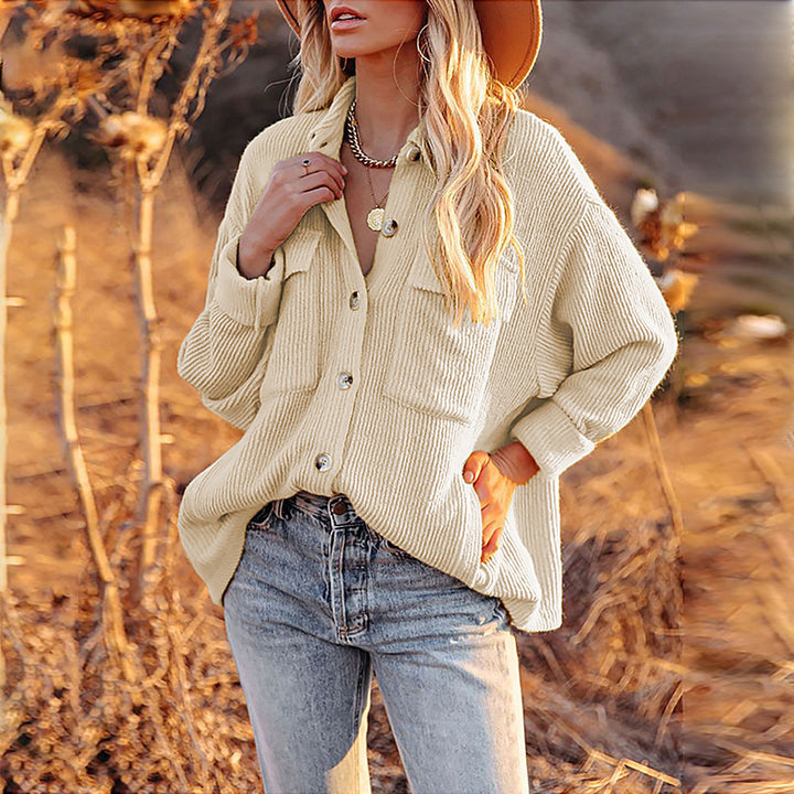 Women's Casual Knit Cardigan with Button Placket and Chest Pocket Lune London