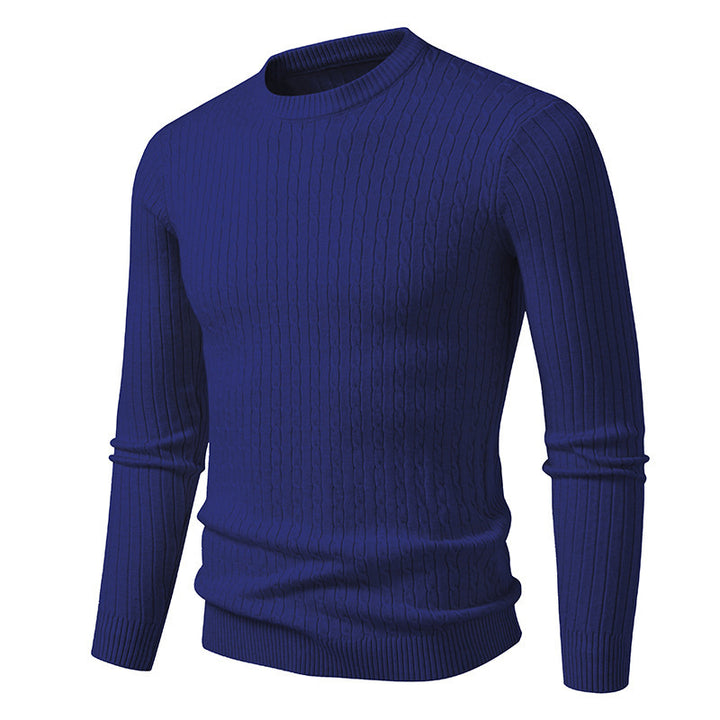 Trendy knitted sweater for men with a fine cable knit pattern.