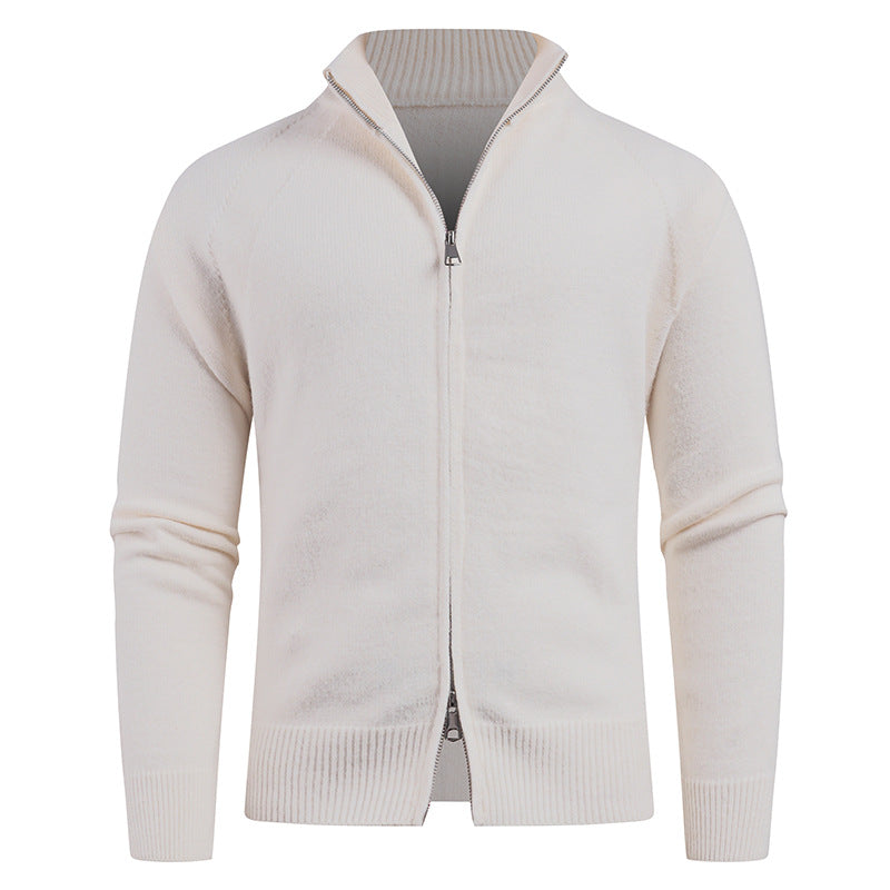 High-quality knit jacket for men with modern zip and stand-up collar Lune London