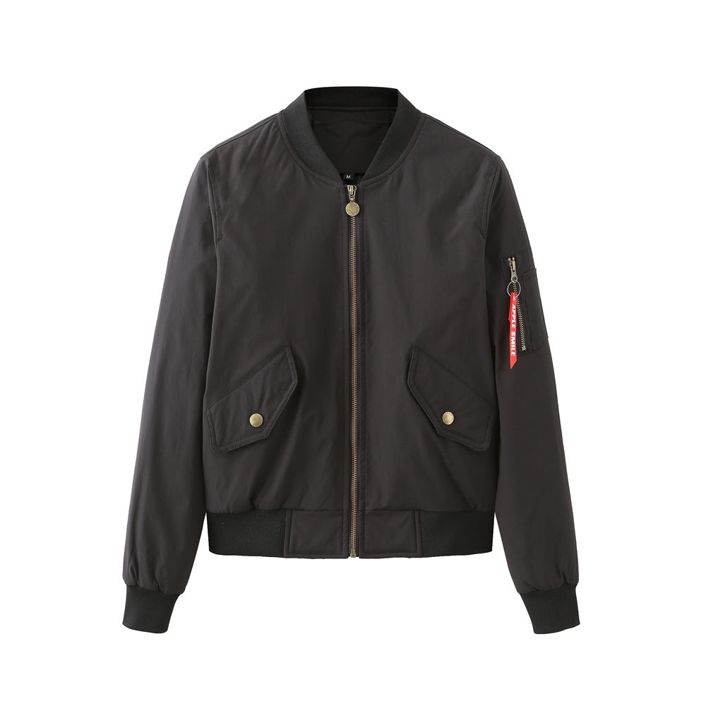Elegant women's bomber jacket with practical side pockets and elastic edges Lune London