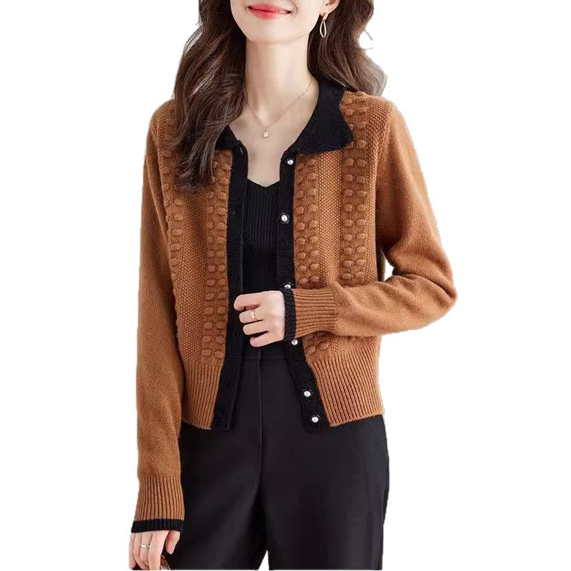 Knit jacket for women with elegant collar and button detail Lune London