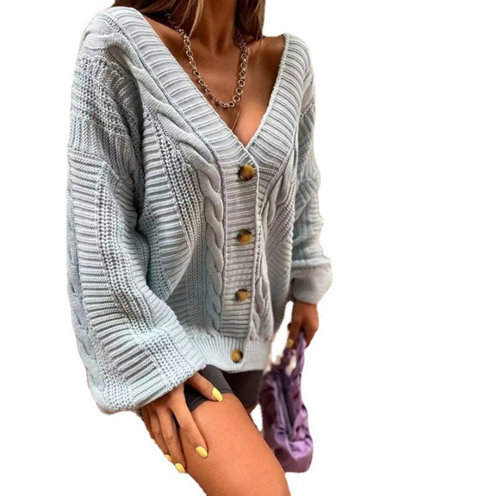 Cardigan chunky en tricot pour femmes avec grands boutons et manches volumineuses Chic & Stil