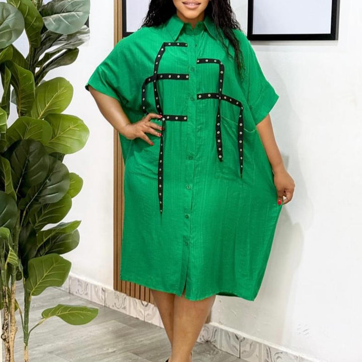 Oversized blouse for women with trendy details and contrasting straps Lune London