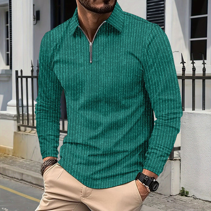 Elegant long-sleeved shirt for men with zipper and fine stripes Lune London