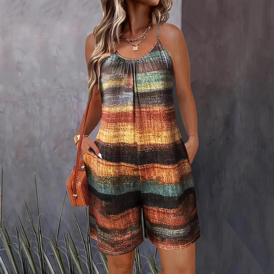 Ladies casual jumpsuit with characteristic striped pattern and practical pockets Lune London