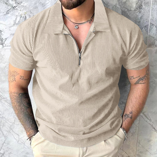 Men's polo T-shirt with modern zip closure and structured design Lune London