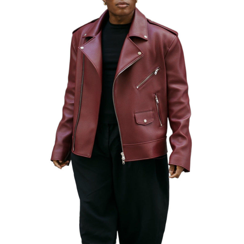 Women's leather motorcycle jacket with asymmetrical zipper Lune London
