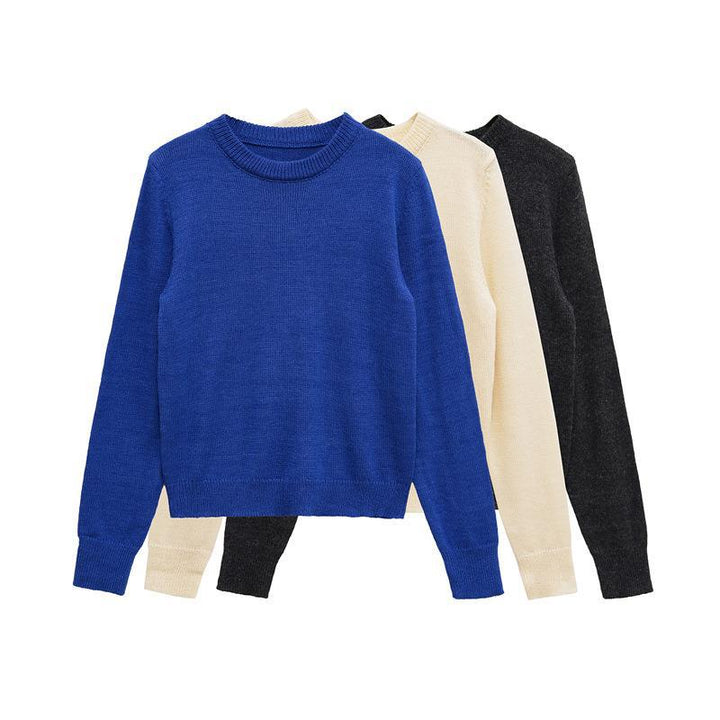 Ladies comfortable round neck sweater in high quality cotton Lune London