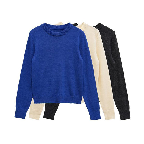 Ladies comfortable round neck sweater in high quality cotton Lune London
