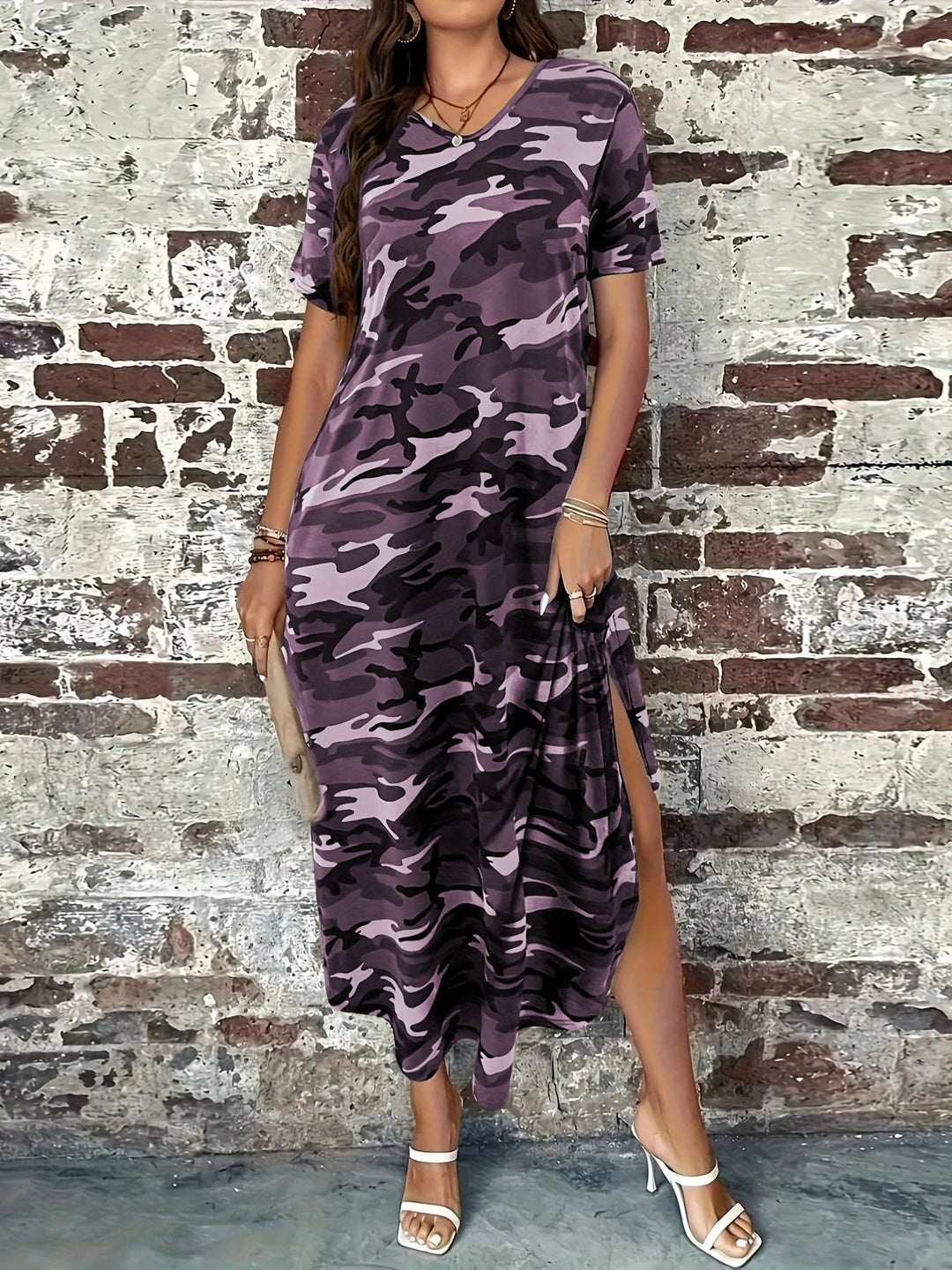 Chic Casual Camo Printed Maxi Dress for Women