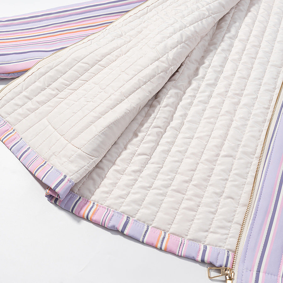Ladies casual striped transitional cardigan with practical pockets Lune London