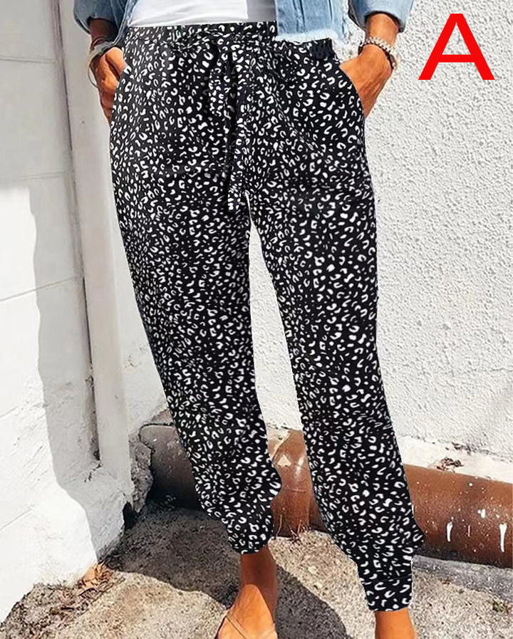 Casual leopard print jogging pants for women with elastic waistband Lune London