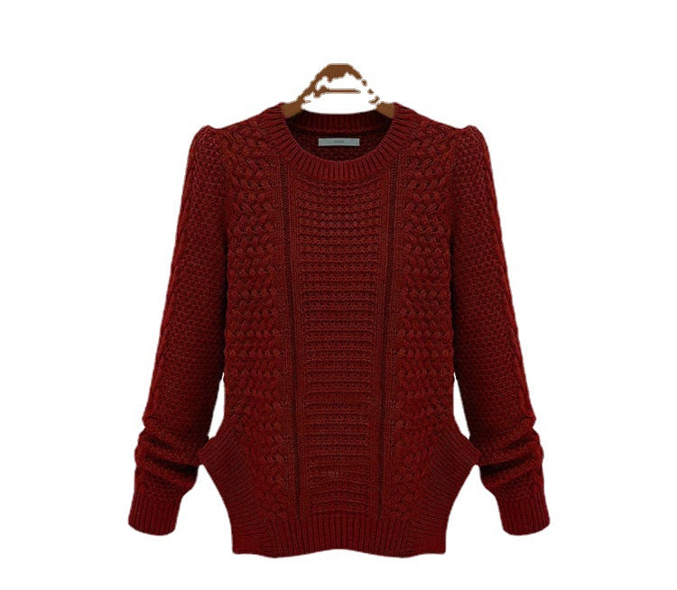 Knitted sweater for women with textured surface and side pockets Lune London