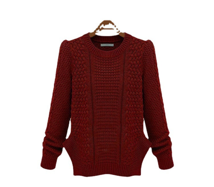 Knitted sweater for women with textured surface and side pockets Lune London