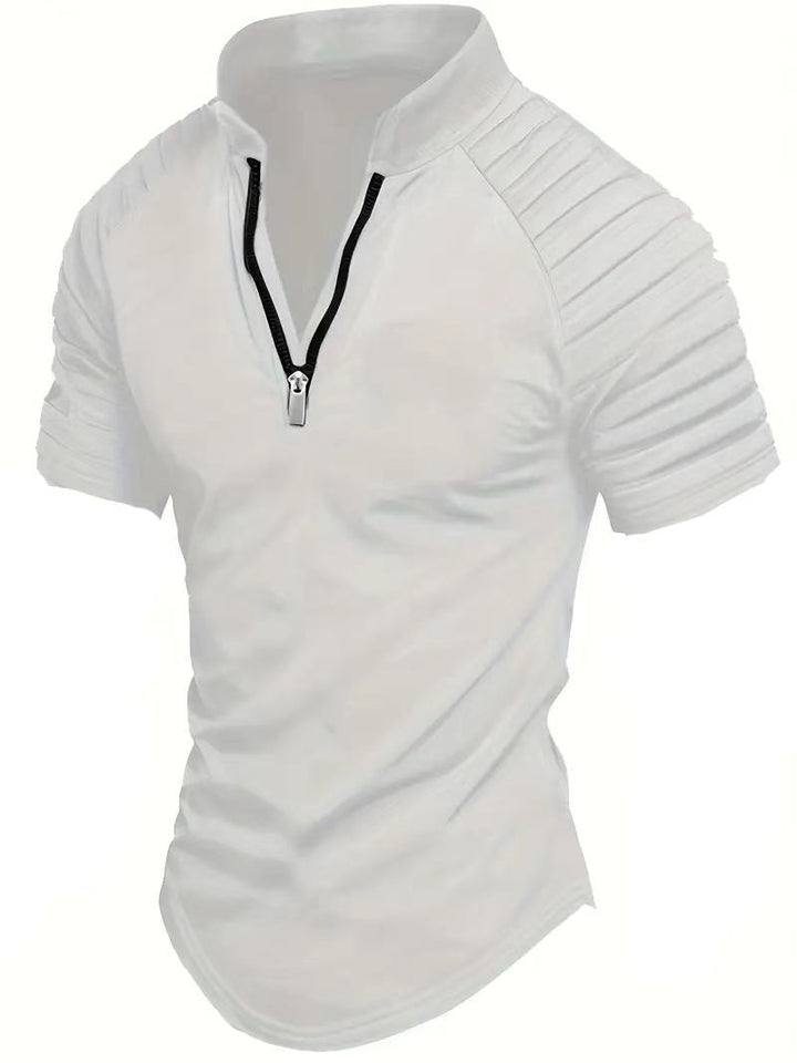 Men's sporty functional shirt with half zipper and ribbed details Lune London