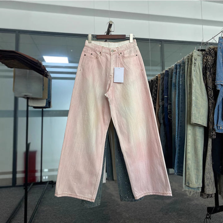 Wide leg jeans for women with high waist and unique color gradient Lune London