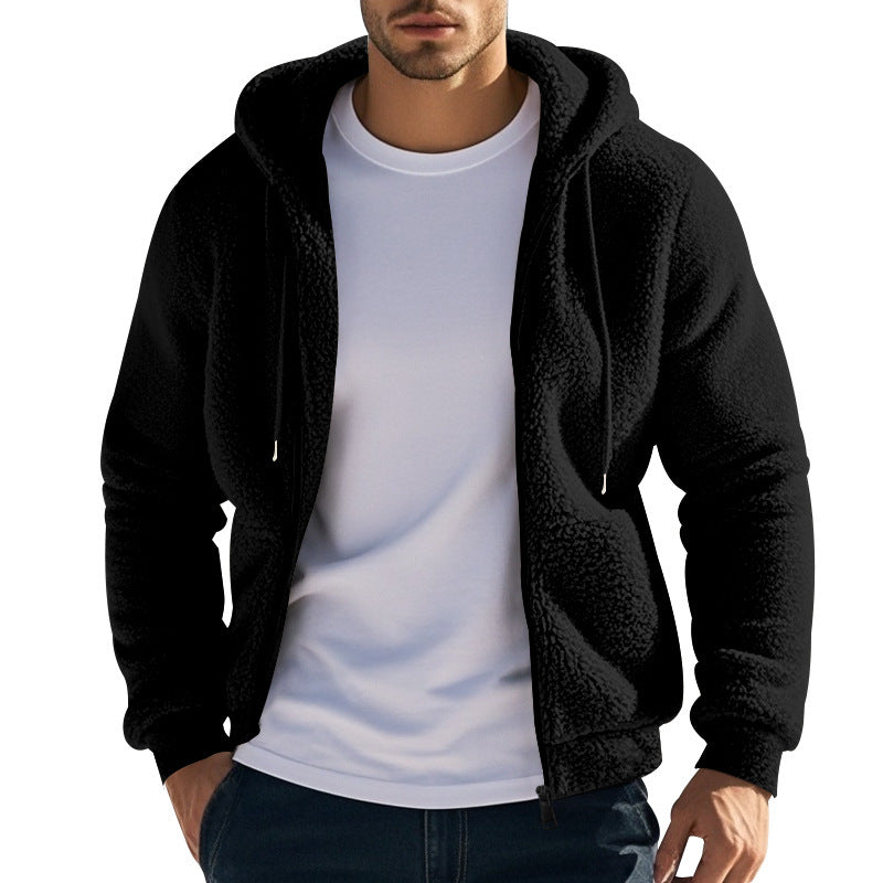 Men's Fleece Hoodie with kangaroo pocket and practical zipper Lune London
