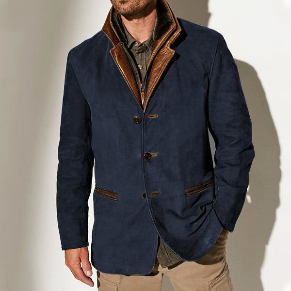 Stylish suede jacket for men with contrasting collar and practical pockets Lune London