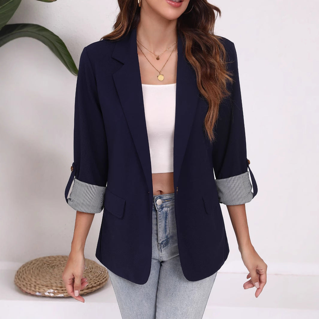 Women Elegant Blazer with Striped Sleeves and Classic Cut Lune London