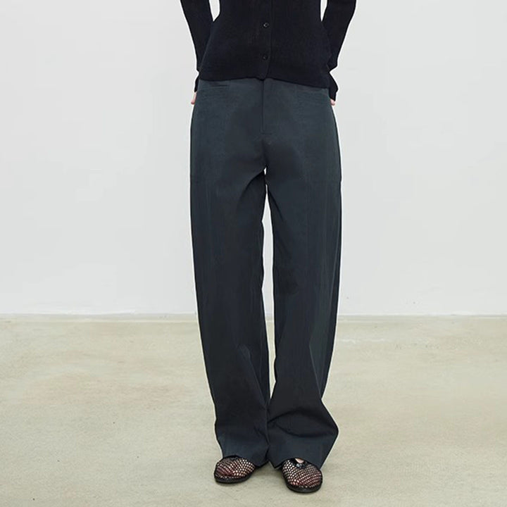 Pantalon large taille haute pour femmes en tissu texturé Chic & Stil