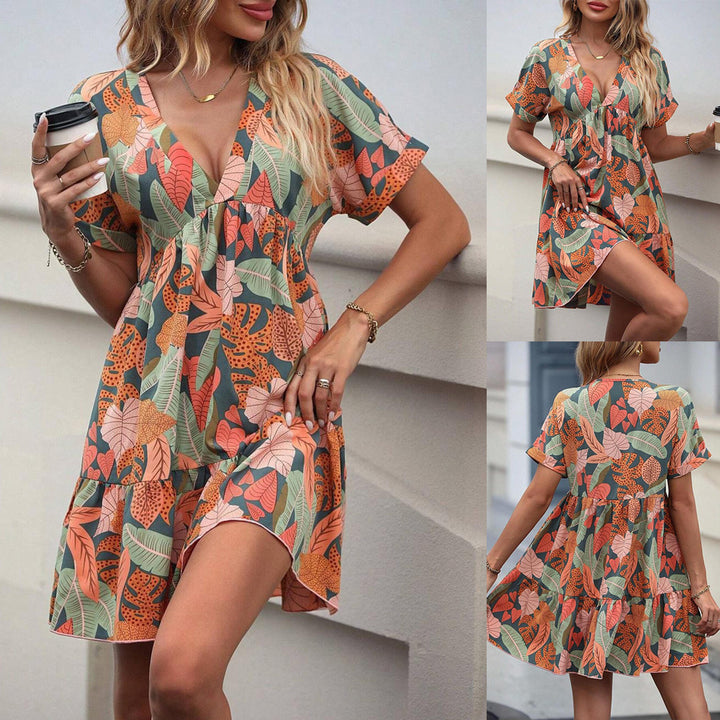 Ladies Vibrant Chic Floral Swing Dress