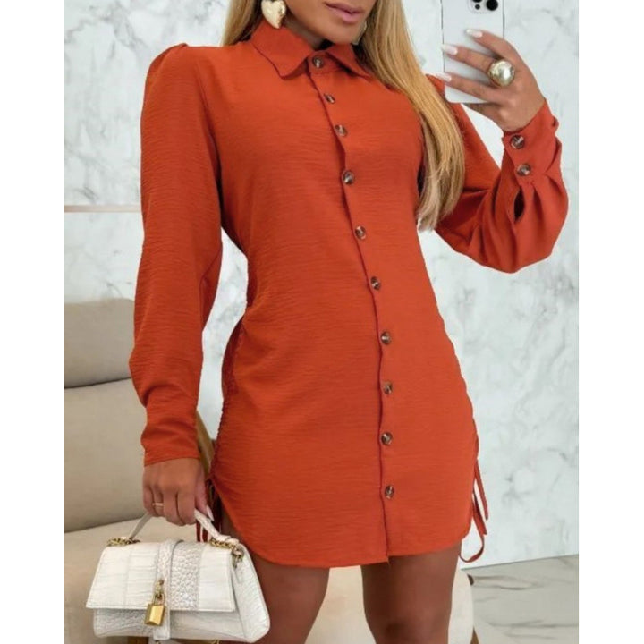 Button-up shirt dress for ladies with feminine cut and ruffle details Lune London