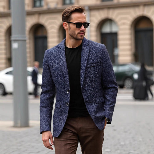 Men's Elegant Structured Blazer with Modern Fabric and Stylish Details Lune London
