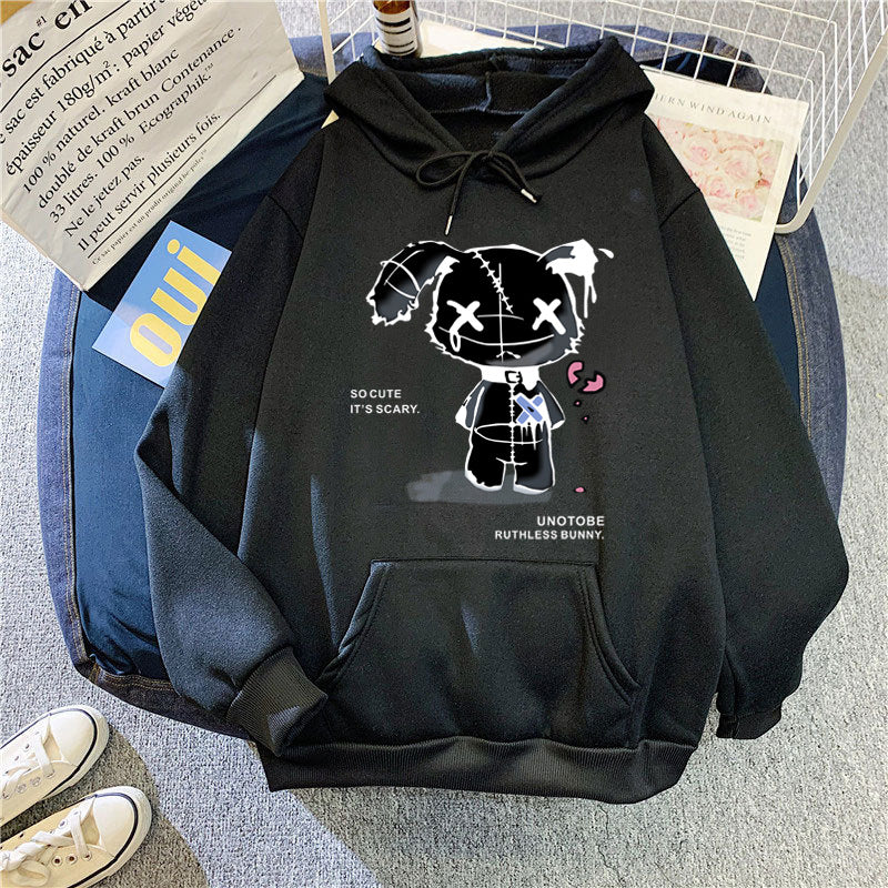 Ladies hooded sweatshirt with unique cartoon design and cozy inner lining Chic & Stil