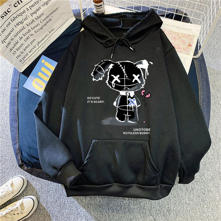 Ladies hooded sweatshirt with unique cartoon design and cozy inner lining Chic & Stil