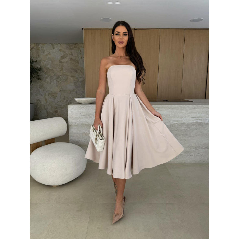Women's Elegant Cocktail Dress with Strapless Design Lune London